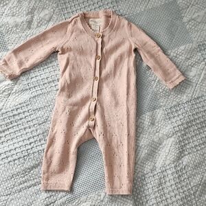 Cozy Pink Knit Baby Footie